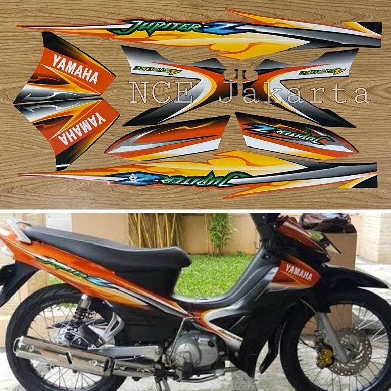 STIKER STRIPING MOTOR JUPITER Z 2005 OREN HITAM ORANGE