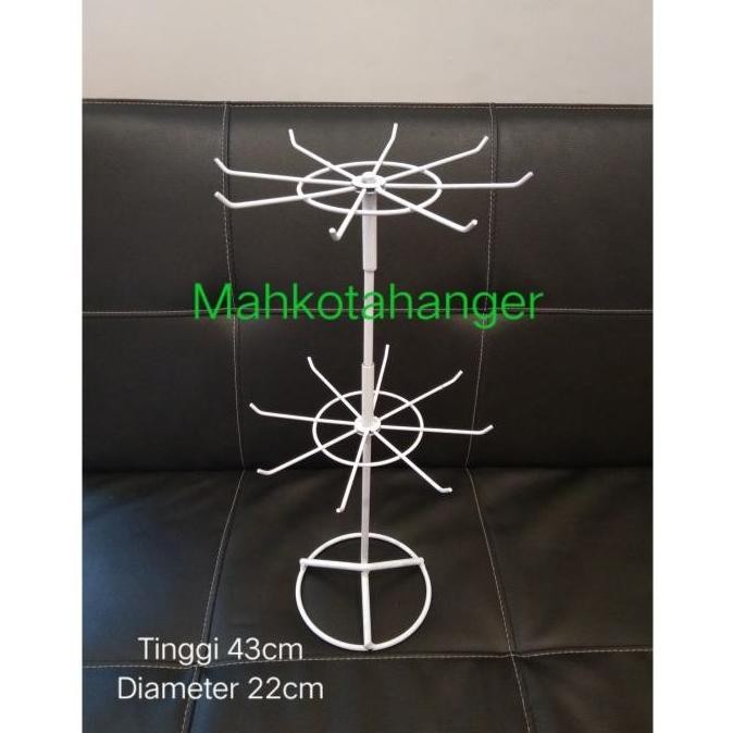 Rak Display putar matahari 2 susun gantungan aksesoris display