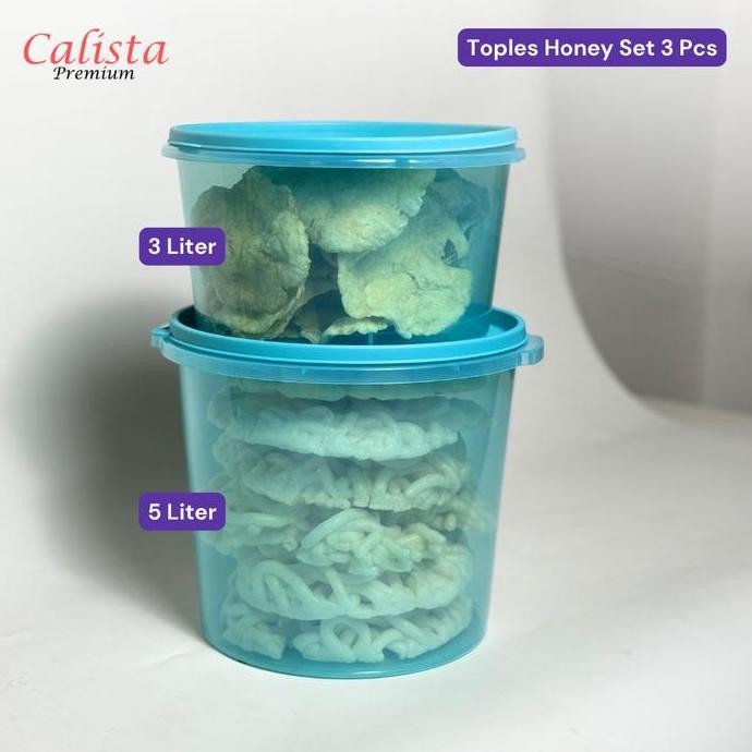 [CALISTA] Toples Kerupuk set 3 pcs - Toples Honey 5 liter