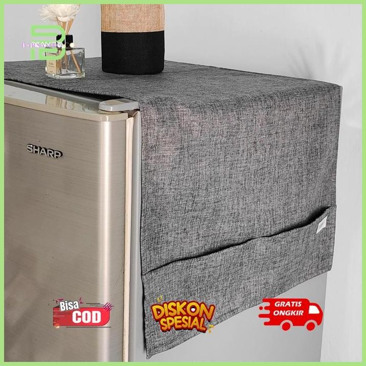 Sale Oz67 PJJ-1621 TUTUP KULKAS DENIM POLOS  /TUTUP KULKAS KAIN AESTHETIC / COVER KULKAS MINIMALIS  