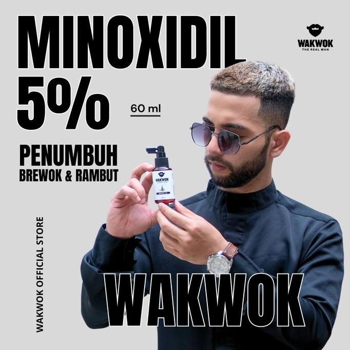 Minoxidil 5% Wakwok  - Penumbuh Brewok & Rambut Kemasan ( isi 100 ml )