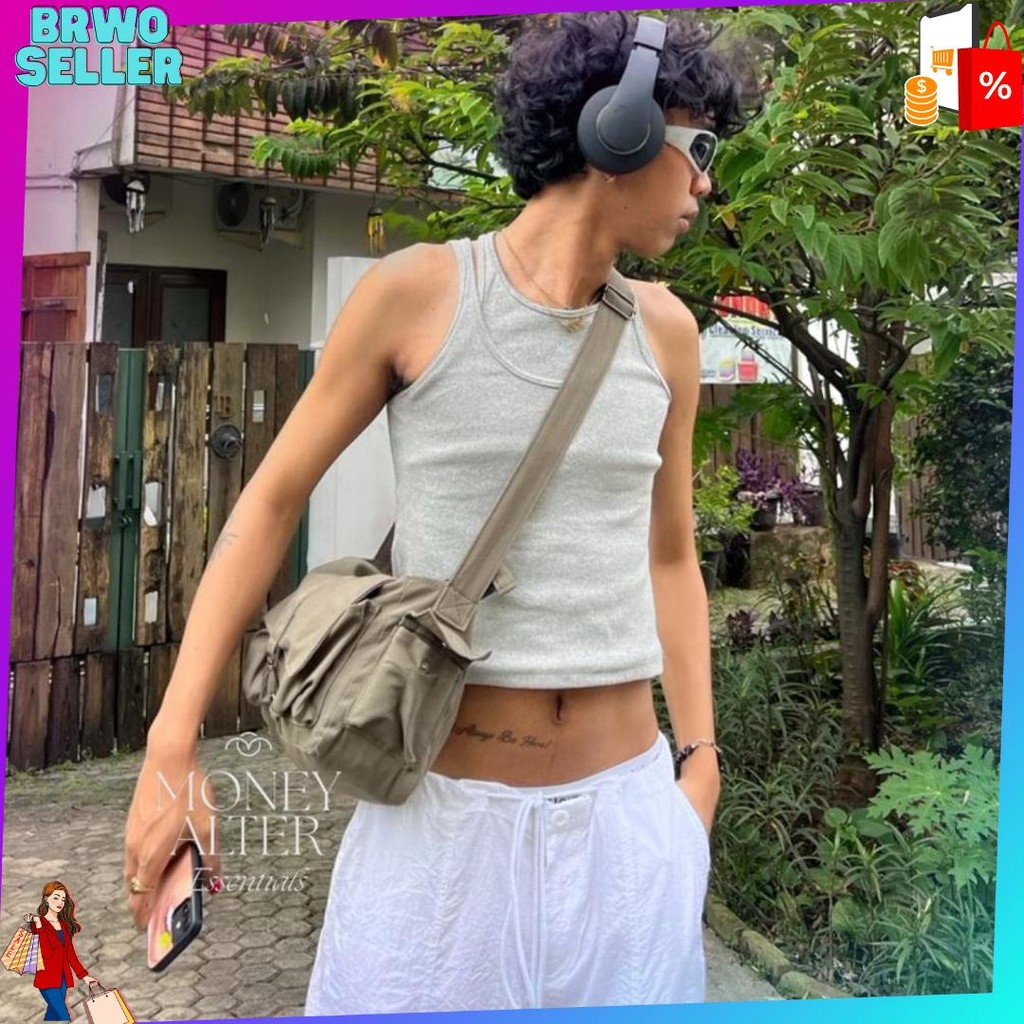 Megan Y2k Bag by Money Alter / Tas Selempang Bahan Kanvas / Military Bag COD