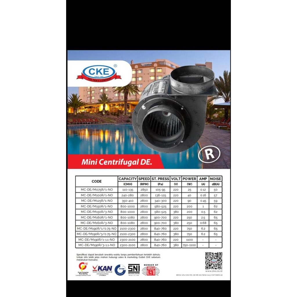 Centrifugal Cke Mc-De/M150R/1-No 220V Blower Fan Keong Hisap Udara
