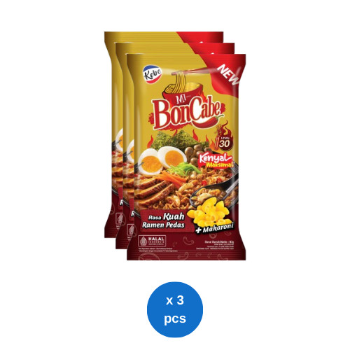 Kobe Mi Ramen Boncabe Extra Makaroni Level 30 90gr x 3 pcs