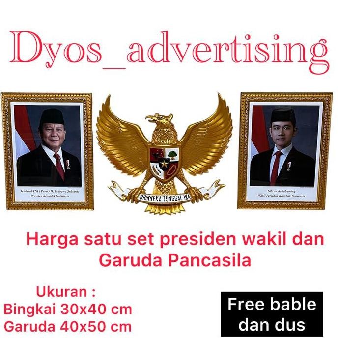 bingkai frame pigura presiden wakil garuda pancasila fiber satu set