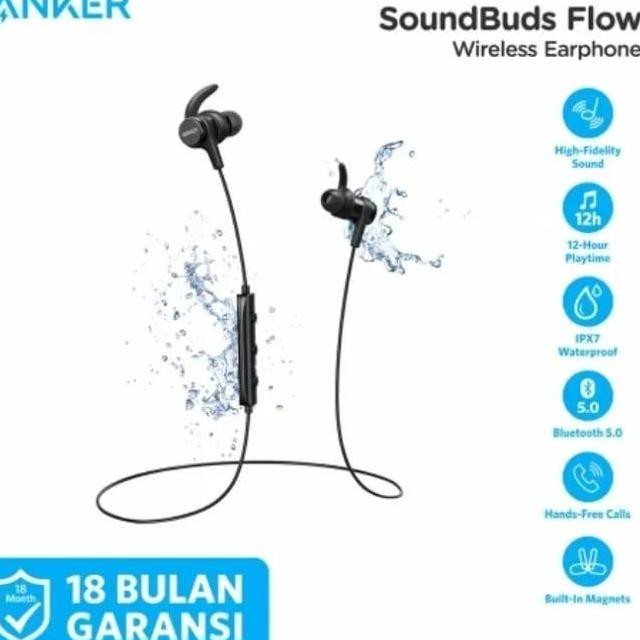 Anker Soundbuds Flow Earphone Bluetooth With Mic A3234 Original Resmi