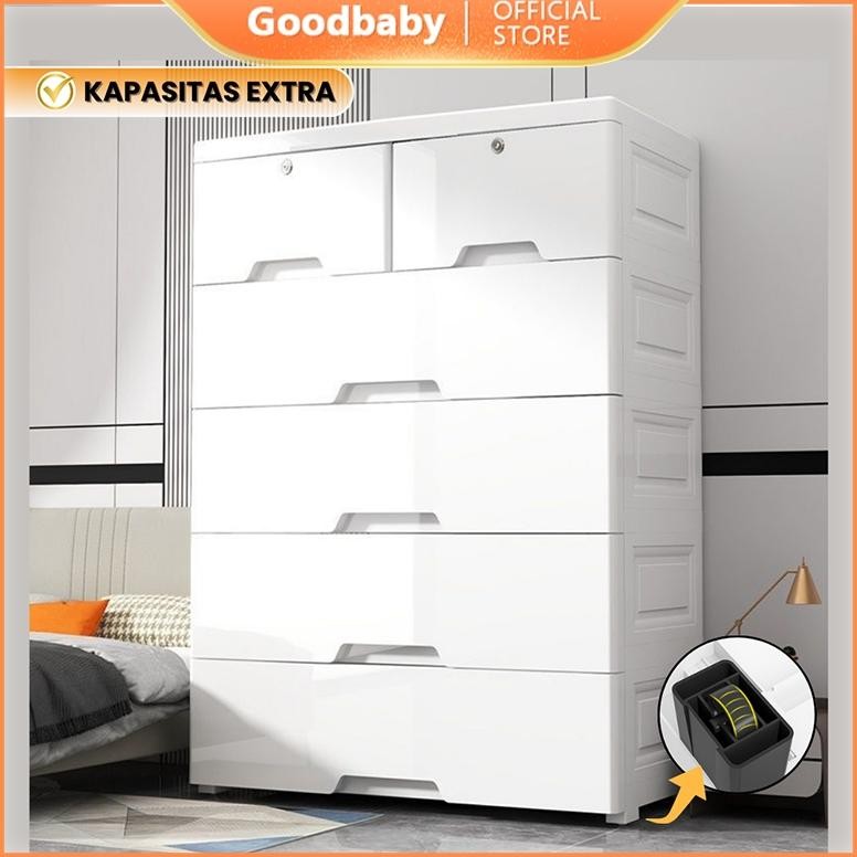 Goodbaby | Lemari Pakaian Putih Plastik - Lemari Jumbo Laci Plastik - Laci 3 4 5 6 Susun Putih