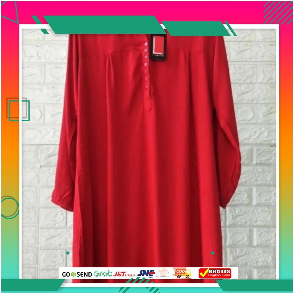 Tunik Polos Rayon Jumbo Merah Cabe Gosend