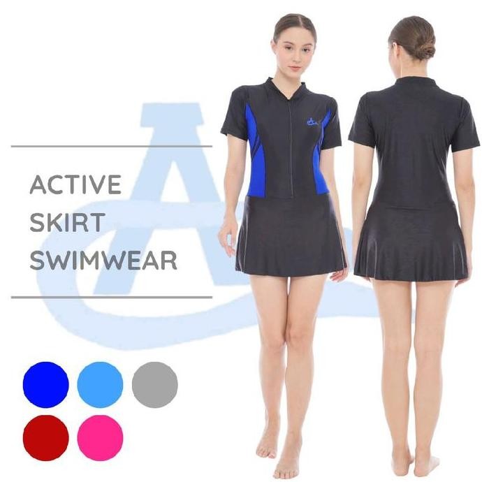Baju Renang Wanita Dewasa Rok Lengan Pendek Big Size Jumbo Diving Active Sports