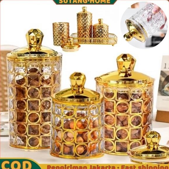 SUTANGToples mewah aesthetic Toples Snack emas Toples Kedap Udara Toples Kerupuk Lebaran