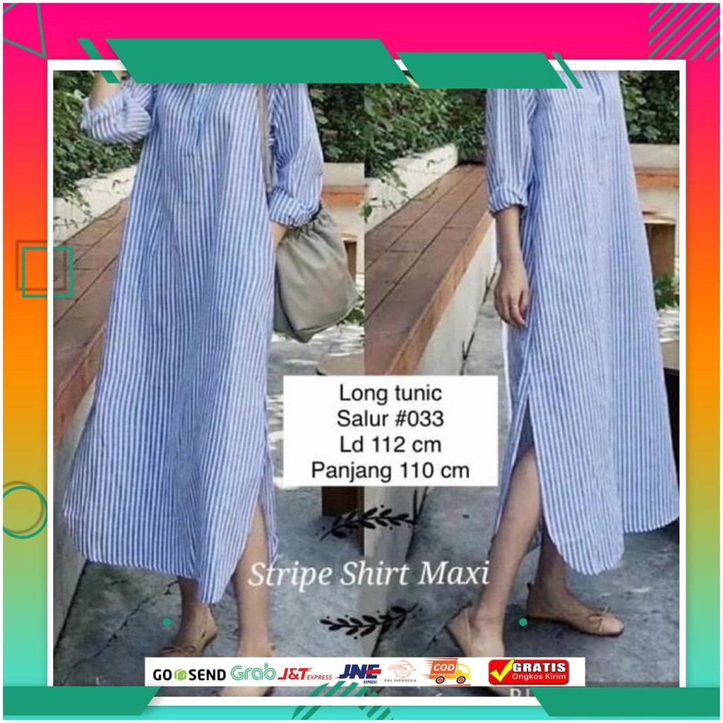 Tunik Kemeja Wanita Salur Biru 798 Gosend