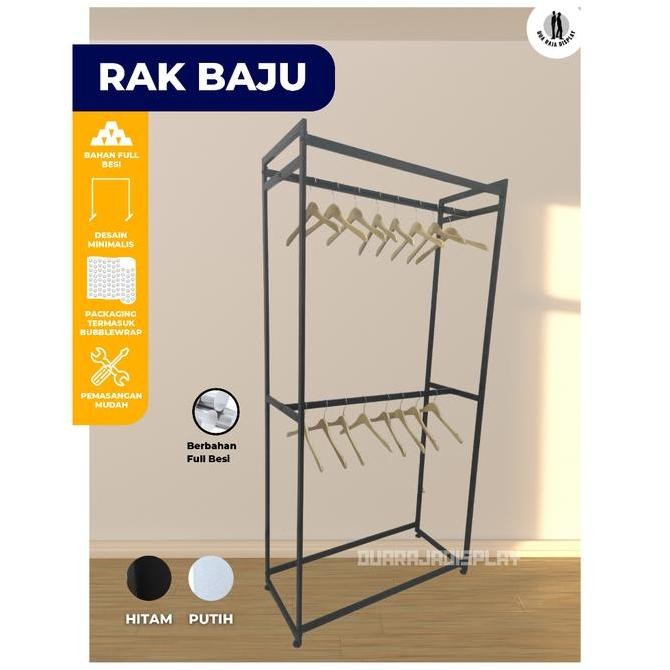 TERBARU - DRJ - Gawang Baju Rak Gantungan Baju Full Kotak Gamis 2 Tingkat - gawang baju besi - rak b
