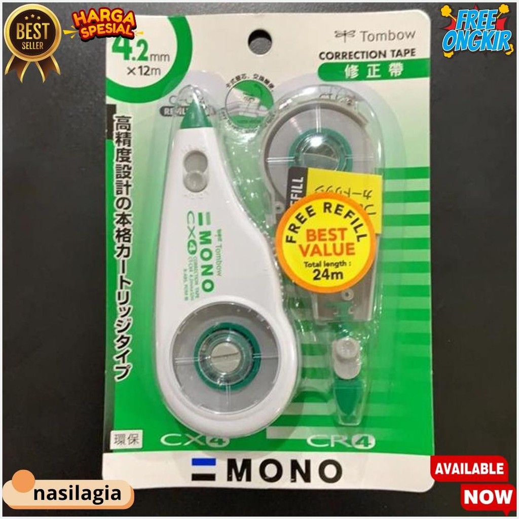 Tombow Mono Correction Tape Cx4Cr4 + Refill Tip Ex Tip-Ex Kertas Siap Kirim