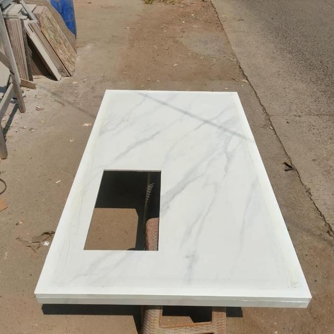 Granit Meja dapur Putih marble ukuran custom / granit meja bar wastafe