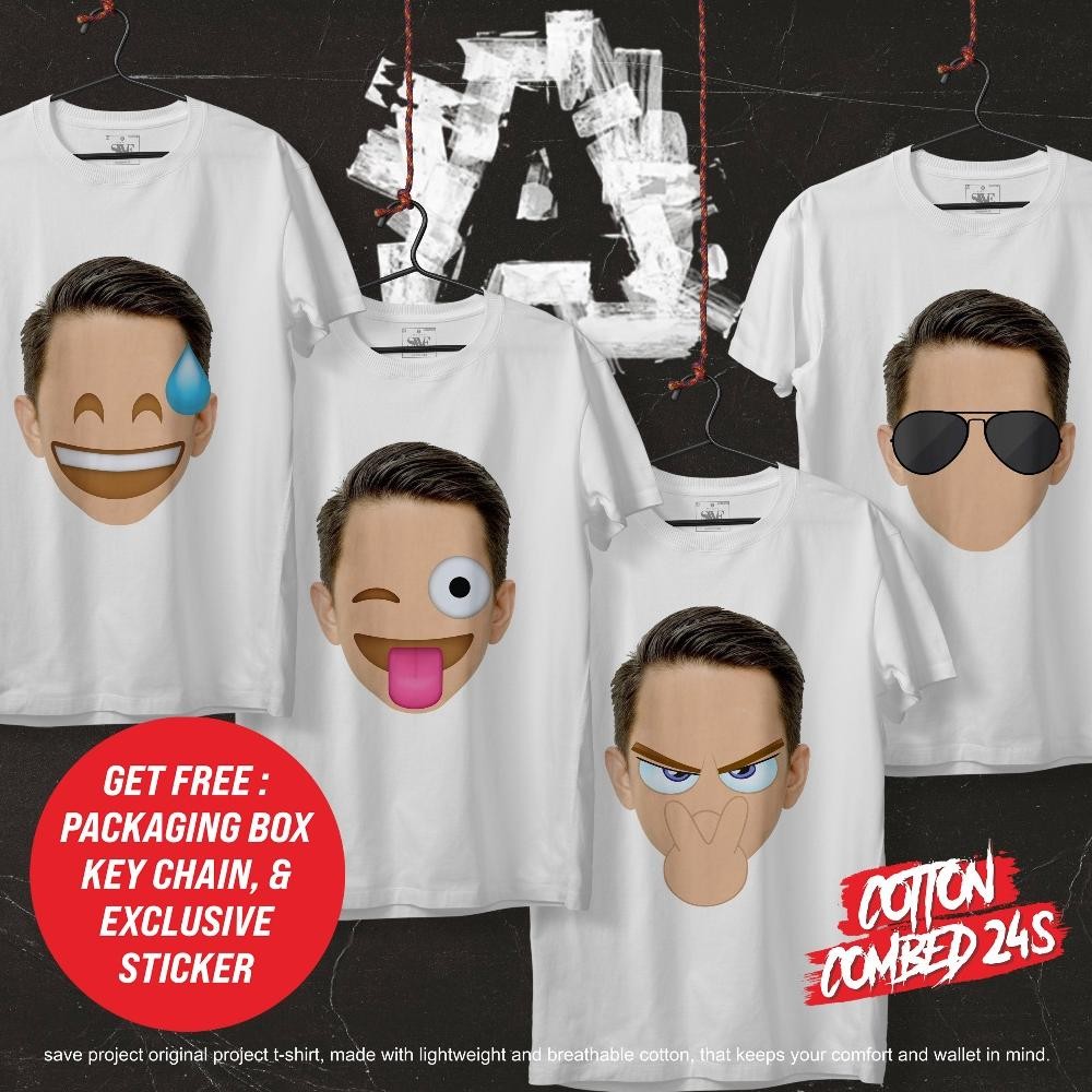T-SHIRT EMOTICON ARIEL NOAH/KAOS GAMBAR WAJAH EMOJI ARIEL NOAH/BAJU ARIEL NOAH/KAOS A SERIES BUKAN G