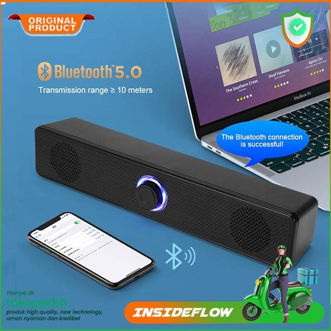 Soundbar PC Komputer Laptop Speaker Home Theater Bass AUX Bluetooth