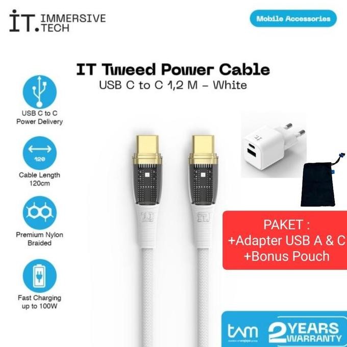 IT 30 Cube + Tweed Cable USB Type C Paket Charger Android iPhone 15