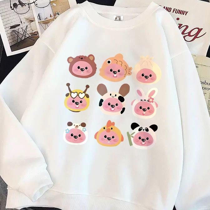 Sweater Korea Kartun Loopy Pororo Oversize Lucu Cotton