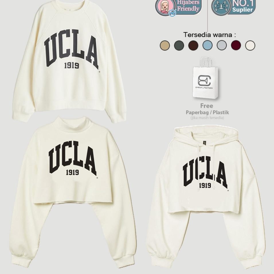 Crewne Ucla Sweater Crop Ucla Hoodie Crop Ucla Broken White