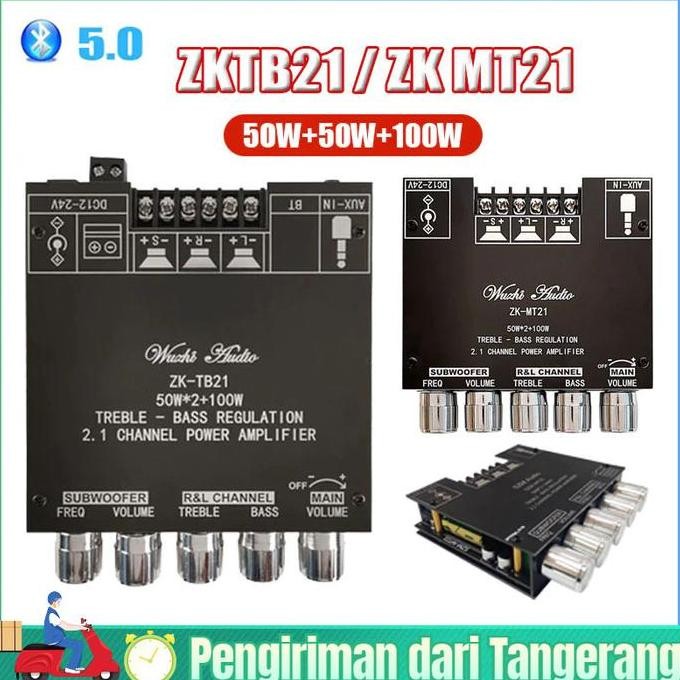 Audio Stereo Bass Power Amplifier Board Zk-Tb21 Zk-Mt21 Zk-502Mt Bluetooth 5.0 50Wx2+100W Amplifier 