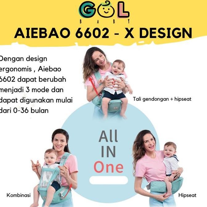 Gendongan Bayi Baby Carrier Multifunction Hipseat Carrier Aiebao 6602 (Jual 6636 6634 6604 6629)