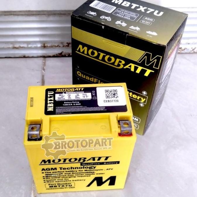 Aki Motor Motobatt Mbtx7U Accu Kering Gel Original 12Volt 8Ah