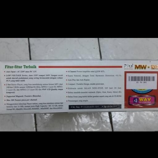 Ampli Walet Piro Mw 88 ( 4 Channel ) Bisa 800 Tweeter