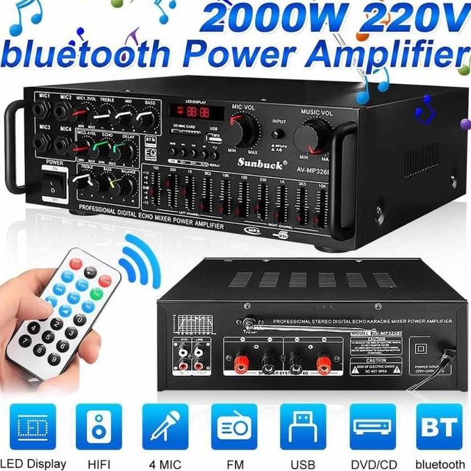 Sunbuek 326Bt Ampli Bagus Karaoke Murah Amplifier Vower Ampli Karaoke Murah 2000 Watt Eq Blutooth Sa