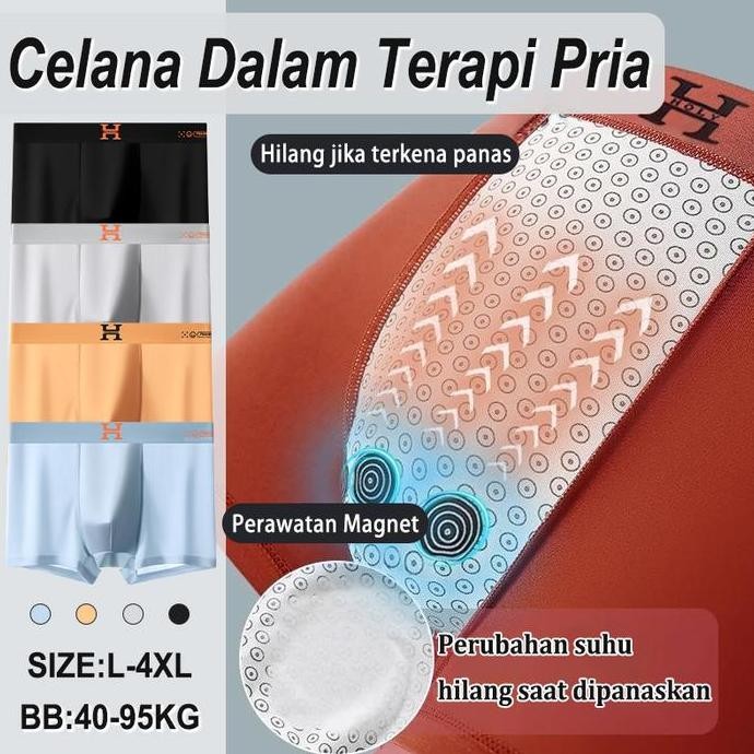 Promo 4PCS Celana Dalam Boxer Kesehatan Vitalitas Pria/CD Boxer Magnetik Pria/Celana Dalam Terapi Pr