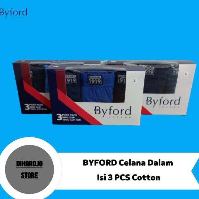 Promo BYFORD Celana Dalam Pria Segitiga Brief Isi 3 Pcs Bahan Katun COD