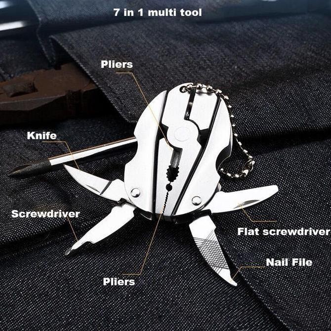 Tang Lipat Mini Multifungsi Tang Lipat Portable Stainless Steel Original Bebas Karat