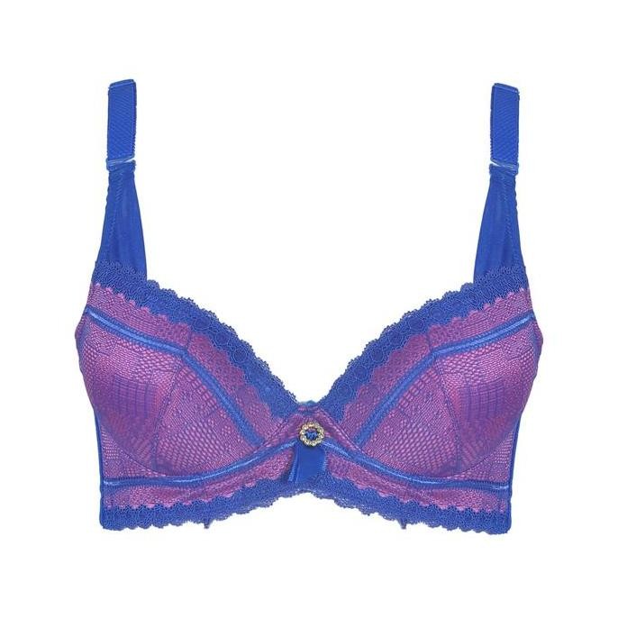 NEW - CYNTHIA BRA FULL CUP BRUKAT BUSA TEBAL ADA KAWAT - BIRU