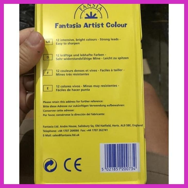 (SEKOLAH) PENSIL WARNA FANTASIA AQUARELI BIASA KALENG 12 WARNA PACKING AMAN