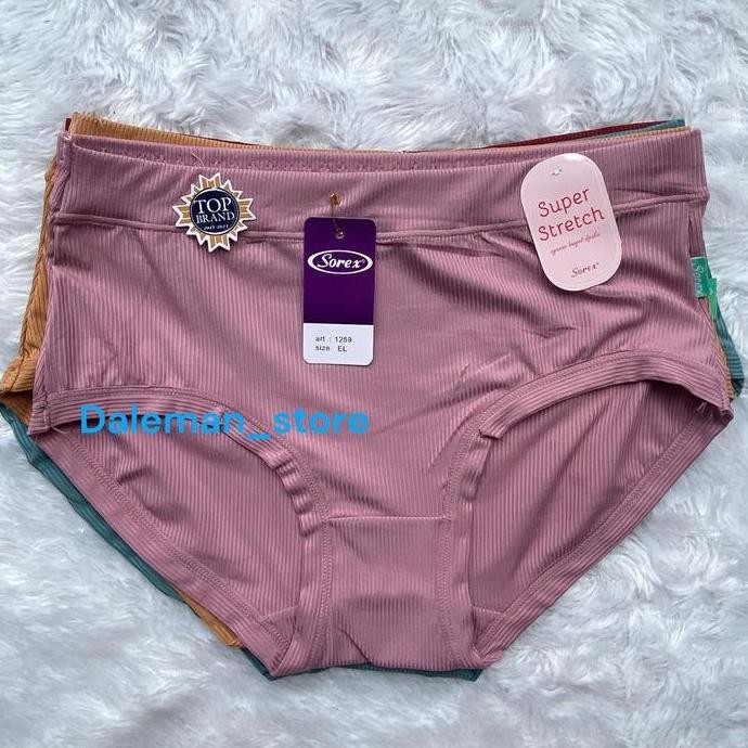 Promo CD Sorex 1259 / Cd Wanita Dewasa motif garis Salur Karet Boxer Bahan Katun Nyaman Dipakai - Cd