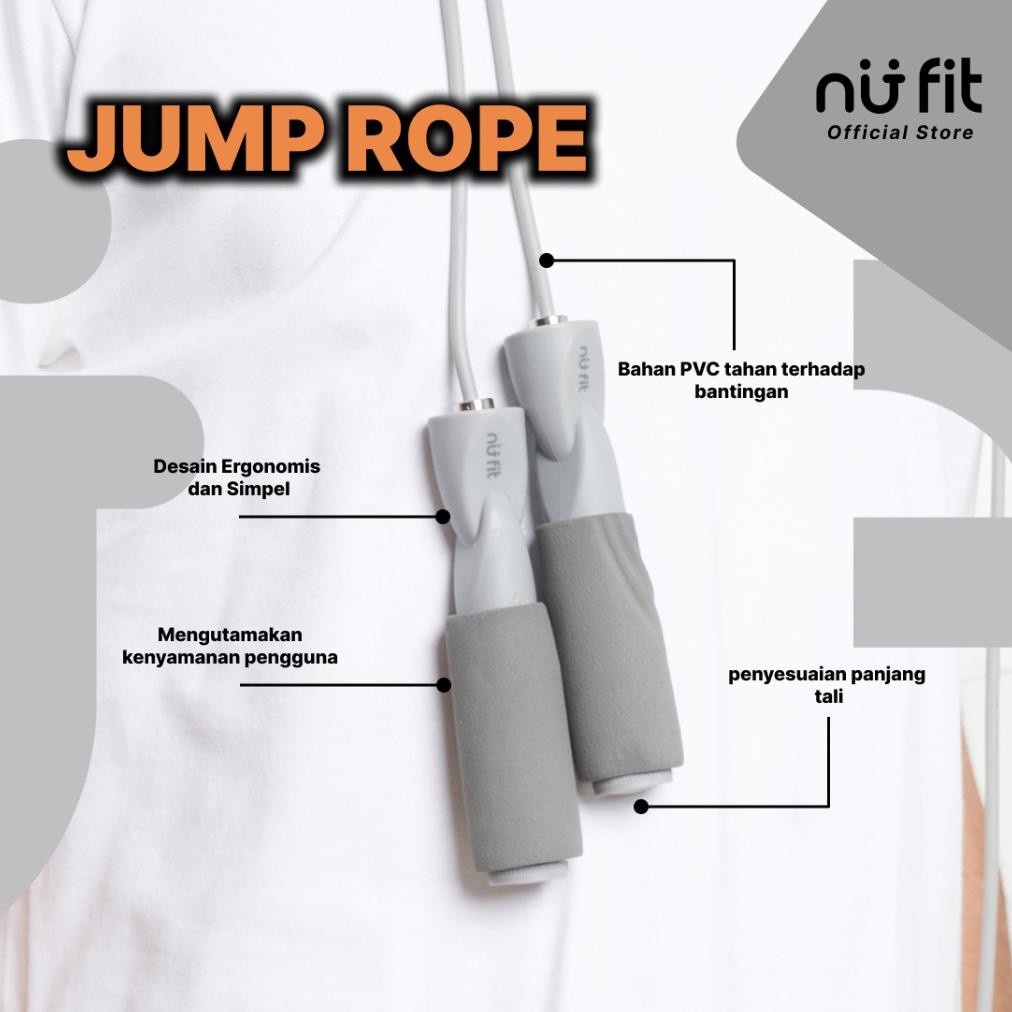 New NU - FIT  - Tali Skipping - Skipping Premium - Skipping jump - Lompat Tali  - Foam Jump Rope - S