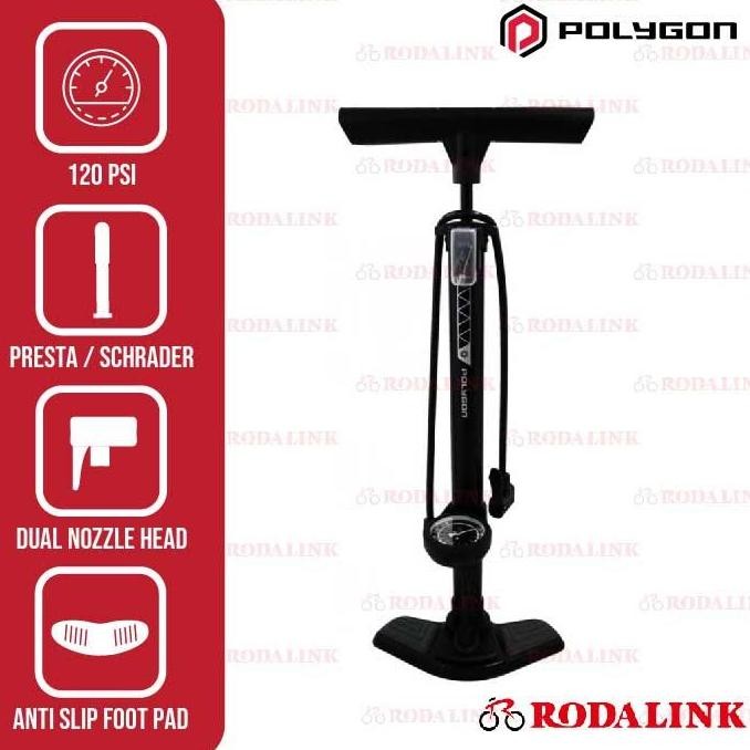 Polygon Pompa Ban Sepeda Floor Pump Steel Stx 120 Psi