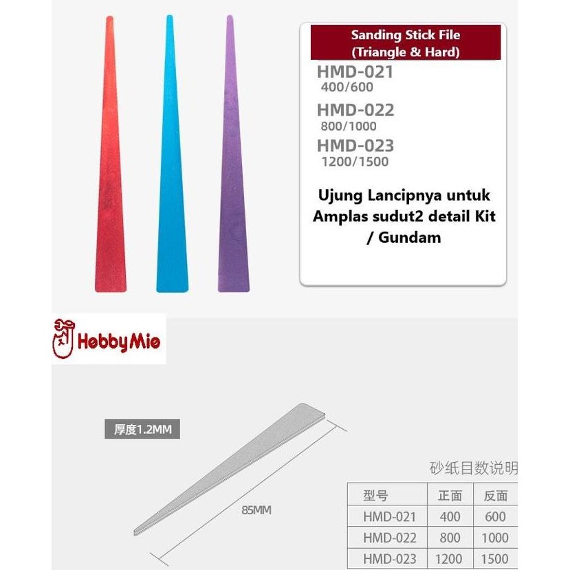 HARD TRIANGLE Sanding Stick File Pointed / Durable Amplas Stick - Hobby Mio
