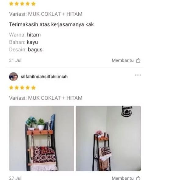 Rak Peralatan Ibadah Kayu Mahoni Asli Minimalis Estetik | Tempat Mukena, Sajadah, Sarung, Kitab | Ku