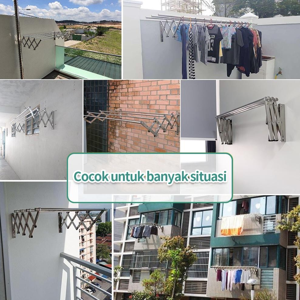Jemuran baju pakaian dinding 200CM/Jemuran dinding stainless/steel Jemuran lipat dinding/stainless s