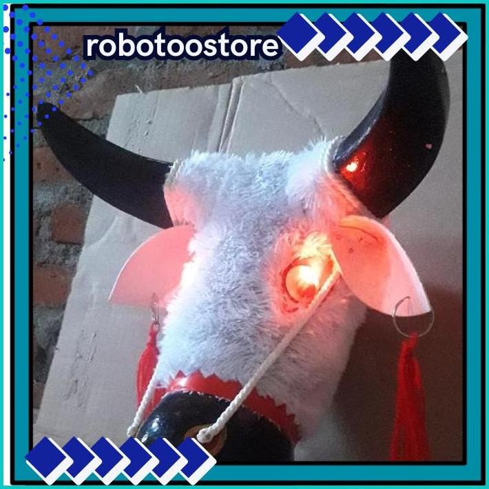 Mainan Anak Bantengan Mata Menyala  | Jaranan | Kuda kepang | Kuda Lumping | Topeng Banteng Kayu MUR