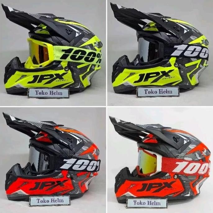 Helm Jpx Cross Fox 1 Motif X35 Plus Kacamata Goggle 100 Percent