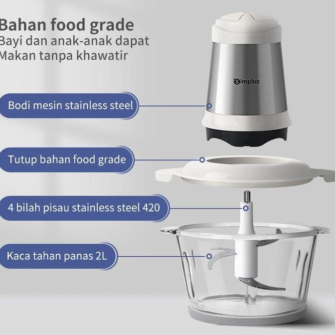 Simplus Blender Low Watt 300W 2Liter Food Chopper Meat Grinder