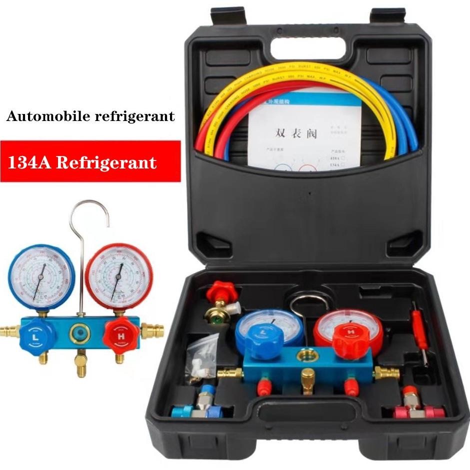 UGNDA R134A Mobil AC Pressure Manifold Gauge Hose Kit untuk R134A R12 R22 R502 R410A Refrigerant Pre
