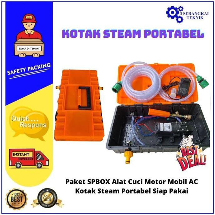 Paket SPBOX Alat Cuci Motor Mobil AC Kotak Steam Portabel PILIH POMPA