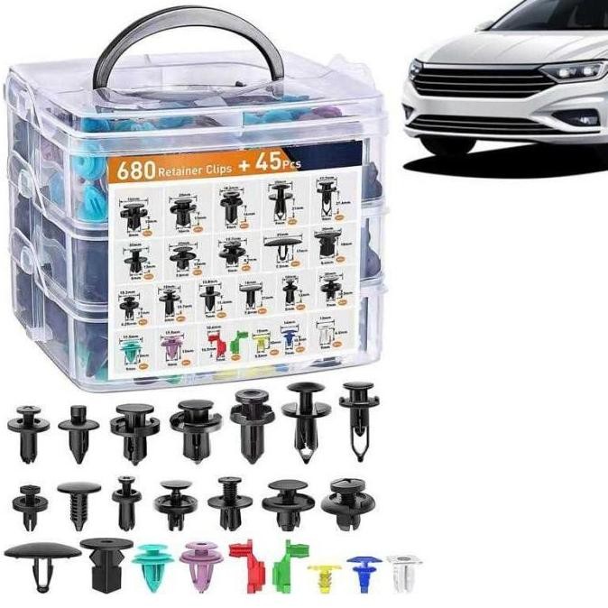 Set 680 Pcs Baut Rivet Bumper Klip Kancing Interior Mobil Motor Yamaha Honda Daihatsu Suzuki Nissan 