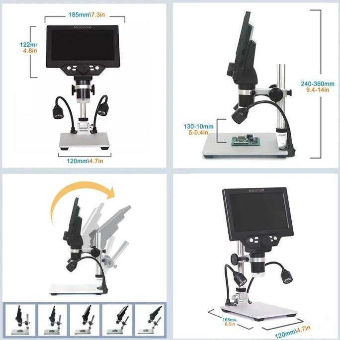 Mikroskop Digital Microscope 1200X 7 Inch 12Mp Monitor Metal Stand G1200
