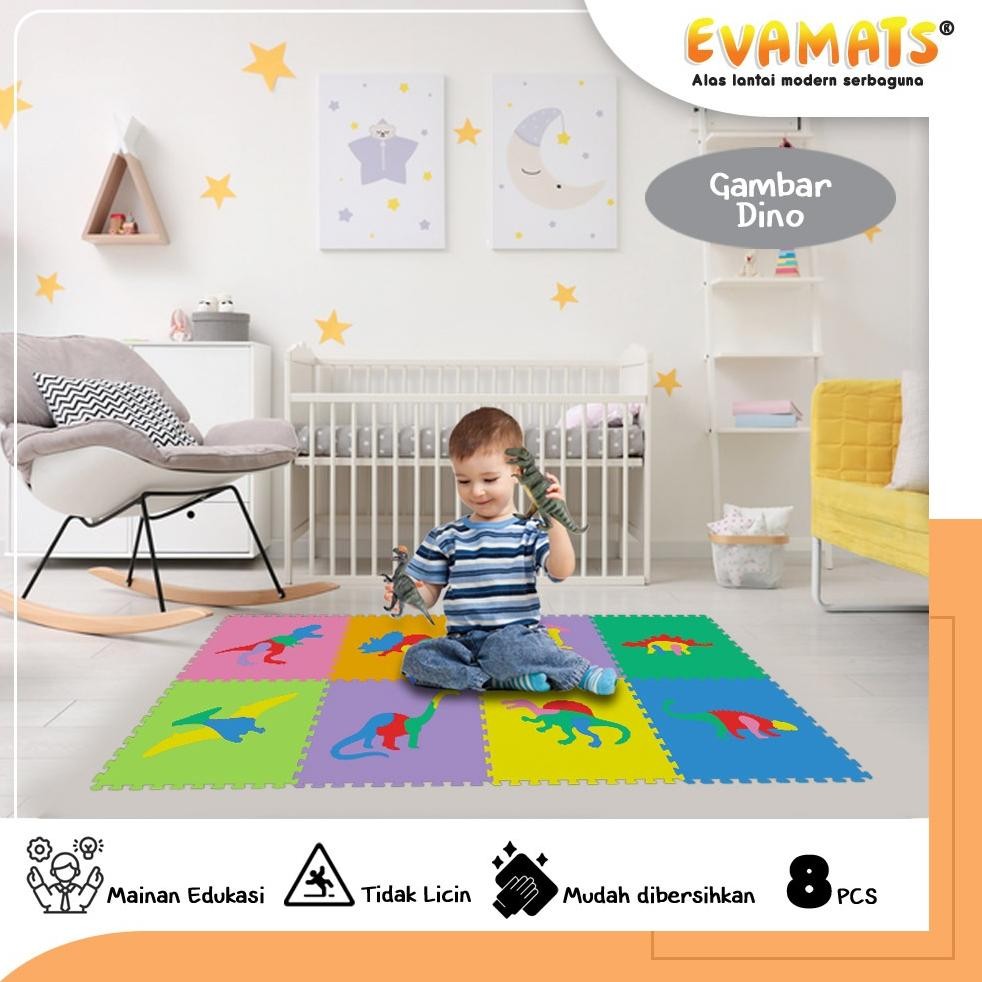 EVAMATS Puzzle Gambar Dino | Matras Puzzle, Puzzle Lantai, Matras anak, Mainan Dinosaurus