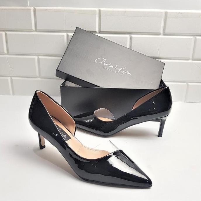 C&K black vinyl heels HI