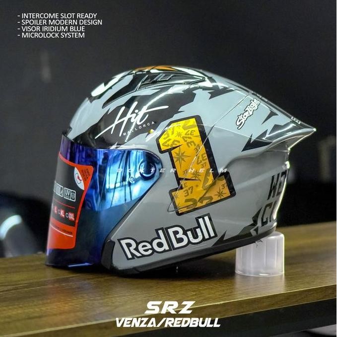 HELM SRZ VENZA REDBULL ORIGINAL SNI HELM PRIA DEWASA HELM COWOK KEREN HELM DESAIN TERBARU HELM HALF 