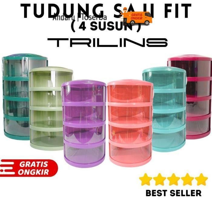 Berkualitas Tudung Saji 4 Susun Fit Trilins Multilayer 1Kg Tempat Penyimpanan Makanan Praktis Food G